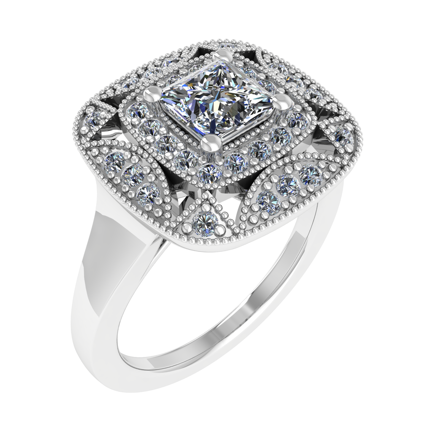 HALO 5.00mm x 5.00mm PRINCESS ENGAGEMENT RING